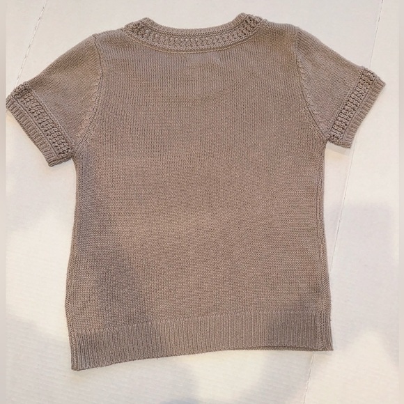Anthropologie Sweater Womens XS Brown Knit Crochet Crewneck  Short Sleeve - Picture 2 of 4